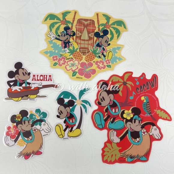 5 Disney Hawaii Mickey and Minnie Mouse Stickers - Picture 1 of 2